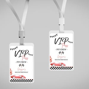 Race Car Party VIP Pit Crew Pass - Editable Template - Instant Download - Two Fast Birthday Decor - Race Car Party Pit Crew Pass
