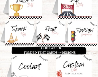 Two Fast Birthday Food Labels: Race Car Party Decor (Digital Download)