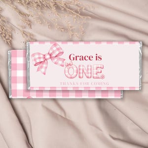 Girls Just Wanna Be One Pink Bow Minimalist Watercolor Ribbon Coquette Elegant Charming PRINTED CANDY BAR Wrappers Chocolate Bar