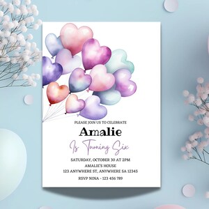 Balloons Invitation | Instant Download | Balloon Invite | Digital Birthday | Editable Canva Template | Kids Bday Party | Children&#39;s Event
