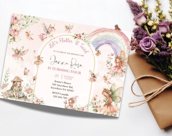 Editable Fairy 4th Birthday Invitation: Whimsical Princess Party (Instant Download)