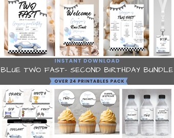 Editable Two Fast Birthday Invitation Bundle: Vintage Race Car (Digital Download)