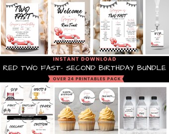 Two Fast Birthday Invitation Bundle: Race Car Party (Digital Download)