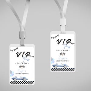 Race Car Birthday VIP Pass - Two Fast Party Favors - Editable Template - Instant Download