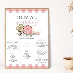 Pink Barn Farm Animals Birthday | Girl Second Birthday | Baby Milestone Sign | Digital File | Baby Birthday Welcome Sign