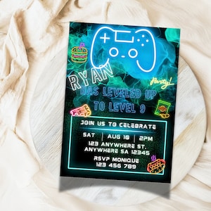 Editable Gaming Birthday Invitation | Digital Printable Invite | Gamer Truck Party Invitation | Instant Download | Editable Canva