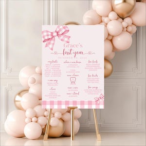 Pink Bow | 1St Girl Birthday Decorations 1St Birthday Milestone Board Instant Download Digital File Editable Poster Girls Just Wanna Be One