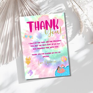 Instant Download | Thank You Card | Swimming Party Thank You | Digital File
