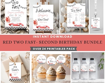 Two Fast Birthday Bundle: Race Car Party Decorations (Instant Download)