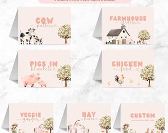 Girl Farm Birthday Food Tent Cards: Editable Barnyard Decor (Digital Download)