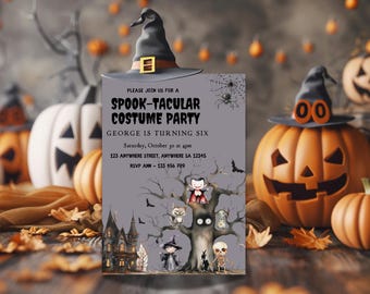 Halloween Birthday Invitation: Spooktacular Costume Party (Digital Download)