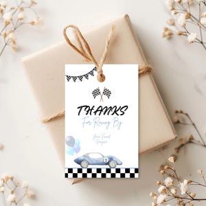 Editable Two Fast Birthday Favor Tags - Race Car Thank You Tags - Instant Download - Vintage Racecar Template