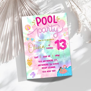Canva Template | Thirteenth Birthday Invite | 13Th Birthday Invite | Digital Download