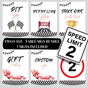 Cartello da tavolo con auto da corsa / Decorazione per feste di compleanno con auto da corsa / Decorazione stampabile per compleanno con corridori / Modello modificabile / Due cartelli di compleanno veloci