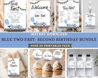 Two Fast Birthday Bundle: Race Car Party Decorations (Digital Download)