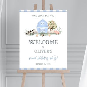 Barnyard Farm Decorations | Farm Animals | Oink Baa Moo Im Two | Editable Farm Party Signs | Farm Welcome Sign | Oink Cluck Baa Moo
