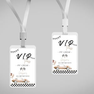 Race Car Birthday VIP Pass - Two Fast Party Favors - Editable Template - Instant Download