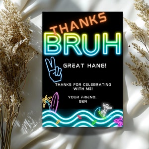 Mano, é meu aniversário | cartão de agradecimento editável | 9º aniversário menino | Download instantâneo Bruh Pool Pizza Party