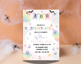 Spooky One Birthday Invitation: Halloween First Birthday (Digital Download)