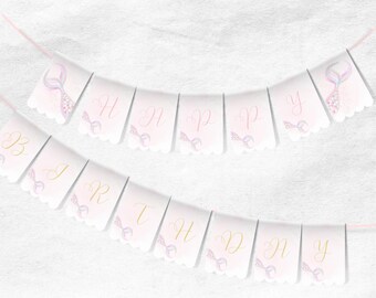 Mermaid Tail Happy Birthday Banner: Editable Party Garland (Digital Download)