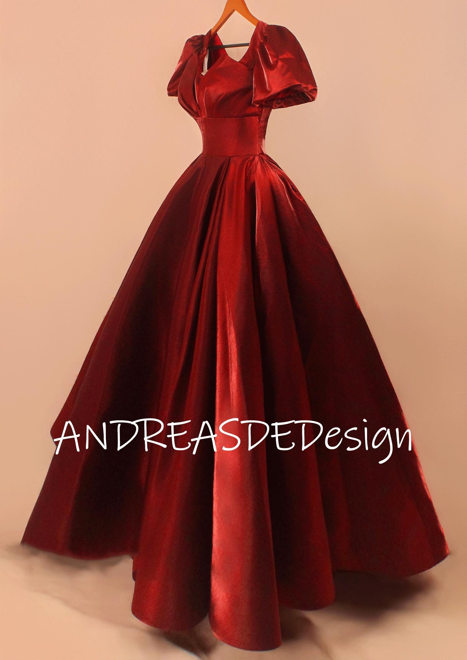 burgundy quinceanera dress with sleeves Burgundy Puffed Sleeve Prom Ball Gown Floral Print Jacquard Quinceaner   Viniodress