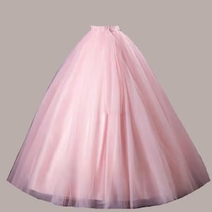 Pink tulle floor length wedding skirt,bridal tulle skirt,bridesmaid skirt,tulle plus size skirt