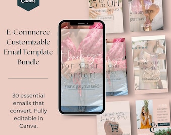 Customizable Fashion E-Commerce Canva Email Templates | Email Sequence | Klaviyo Mailchimp Convertkit | Boutique Email Marketing Flow
