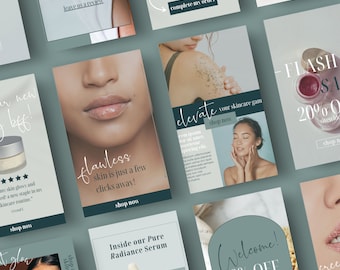 24 Customizable Beauty E-Commerce Email Canva Templates | Email Marketing | Klaviyo Mailchimp Convertkit | Skincare Email Marketing Template