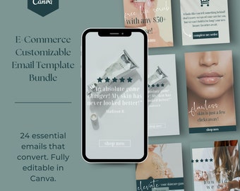 Customizable Beauty E-Commerce Email Canva Templates | Email Marketing | Klaviyo Mailchimp Convertkit | Skincare Email Marketing Template