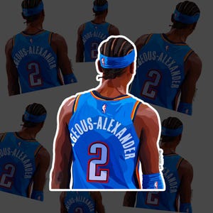 Shai Gilgeous-Alexander OKC Oklahoma City Thunder NBA Digital Art Illustration Laptop Aufkleber Sticker