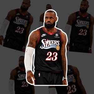 Lebron James Philadelphia 76ers NBA Digital konst Illustration Laptopdekal Klistermärke