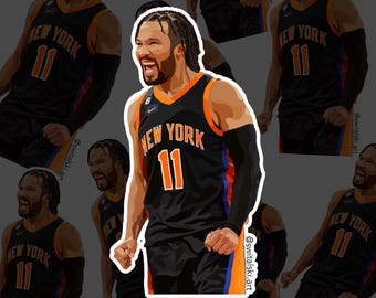 Jalen Brunson New York Knicks NBA Digital Konst Illustration Laptop Dekal Klistermärke
