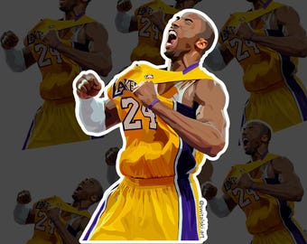 Kobe Bryant Los Angeles Lakers NBA Digital Art Illustration Laptop Decal Sticker