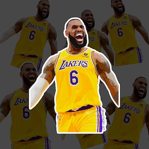 Lebron James Los Angeles Lakers NBA Digital Art Illustration Laptop Decal Sticker