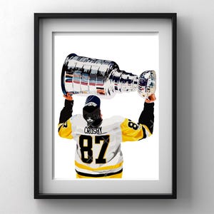 Sidney Crosby Penguins de Pittsburgh LNH Coupe Stanley, impression d&#39;illustration d&#39;art numérique 8,5 x 11 po., papier photo mat