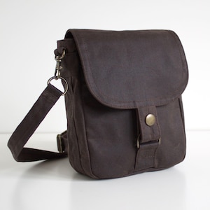 Waxed Canvas Hip Bag, Brown British Cotton, Everyday Essentials