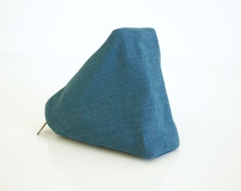 Blue Sushi Pouch, Organic Cotton Coin Purse, Mini Zipper Bag