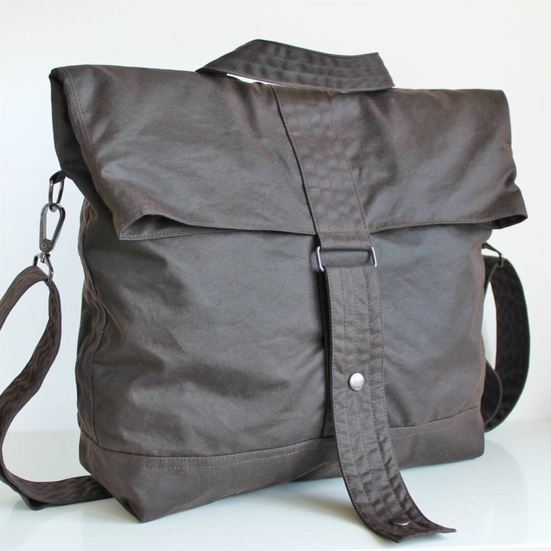 Custom Brown Waxed Canvas Rucksack, Convertible Backpack Messenger Tote ...