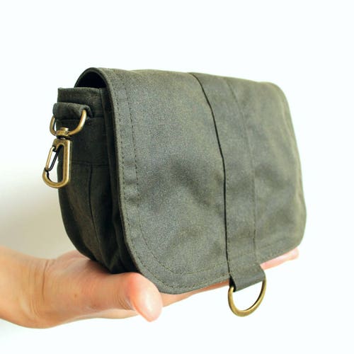 Waxed Canvas Hip Bag Waxed Canvas Pouch Green Shoulder Bag Etsy