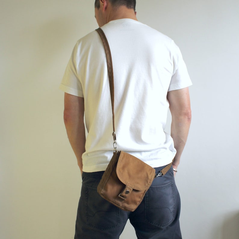 The Brown Hipster Plus Waxed Canvas Pouch Waxed Canvas Bag Waxed Canvas Hip Bag Vegan Hip Pouch