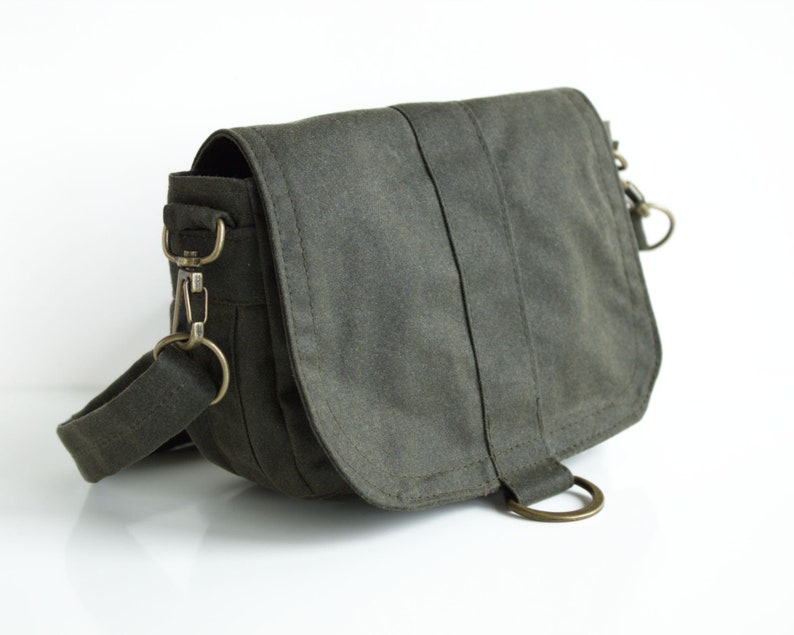 Waxed Canvas Hip Bag Waxed Canvas Pouch Green Shoulder Bag Etsy