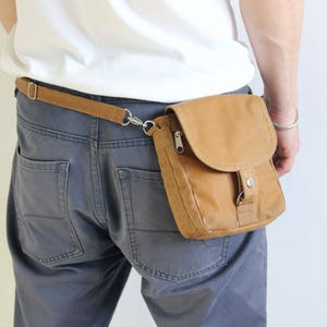 Waxed Canvas Hip Bag, Waxed Canvas Bag, Waxed Canvas Pouch The Brown Hipster Plus image 3