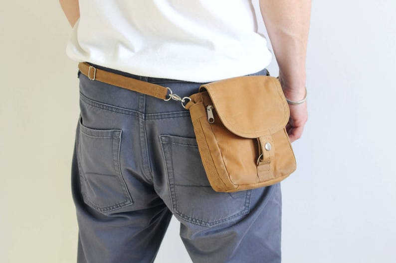 Waxed Canvas Hip Bag, Waxed Canvas Bag, Waxed Canvas Pouch The Brown Hipster Plus image 3