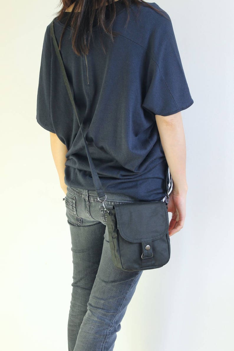 Waxed Canvas Travel Pouch in Black, Vegan Pouch, Waxed Canvas Bag, Waxed Canvas Pouch The Black Hipster Plus image 6