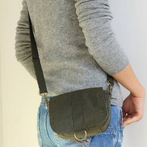 Waxed Canvas Hip Bag, Waxed Canvas Pouch, Waxed Canvas Bag, Vegan Clutch Bag The Brown Saddle Purse image 6