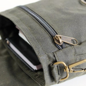 Waxed Canvas Bag, Waxed Canvas Hip Bag, Waxed Canvas Pouch The Olive Hipster Plus image 2