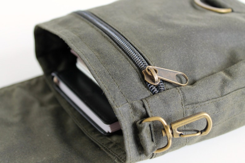 Waxed Canvas Bag, Waxed Canvas Hip Bag, Waxed Canvas Pouch The Olive Hipster Plus image 2