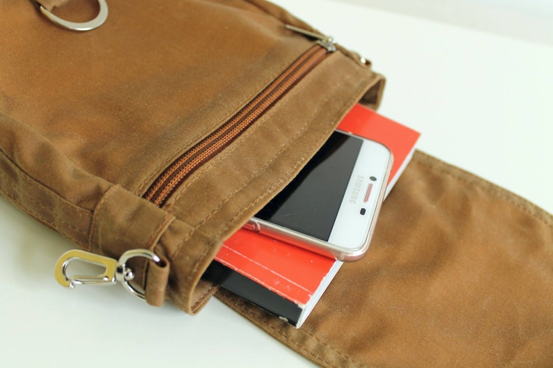 The Brown Hipster Plus Waxed Canvas Pouch Waxed Canvas Bag Waxed Canvas Hip Bag Vegan Hip Pouch