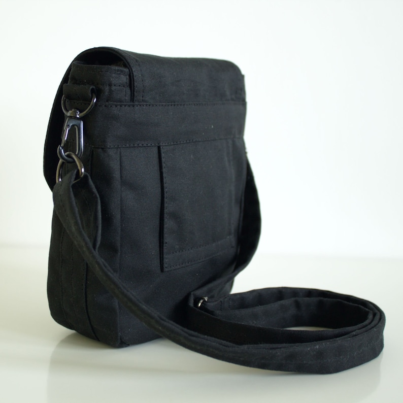 Waxed Canvas Travel Pouch in Black, Vegan Pouch, Waxed Canvas Bag, Waxed Canvas Pouch The Black Hipster Plus image 2
