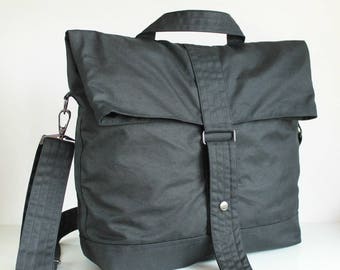 Black Waxed Canvas Convertible Backpack, Vegan Rucksack, Handmade UK